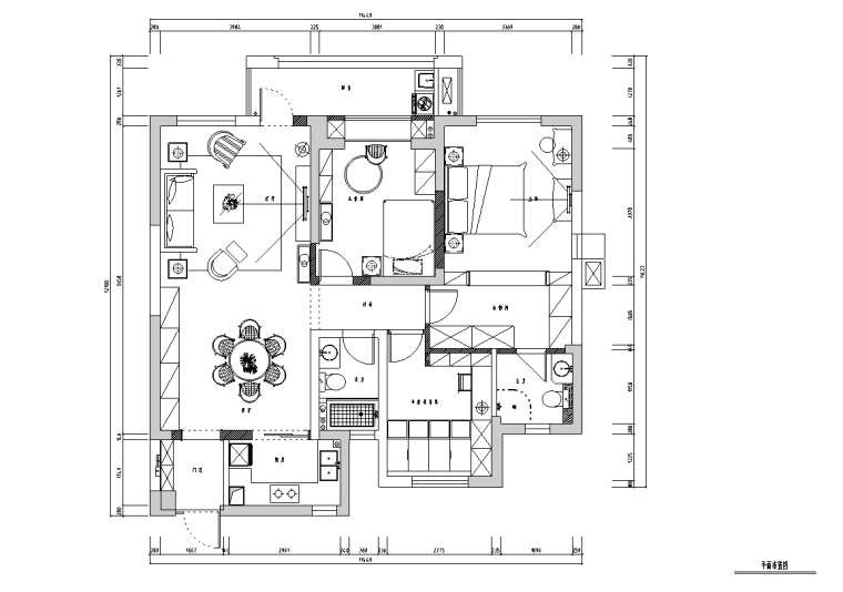 东湖国际小区三室两厅施工图设计