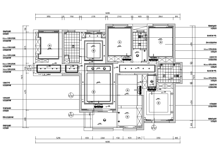 [湖北]现代美式乱混三室两厅2卫装修施工图