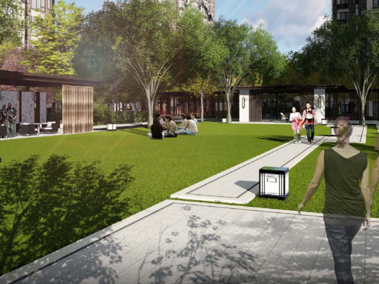 现代中式轻奢简洁风住宅景观设计方案2020
