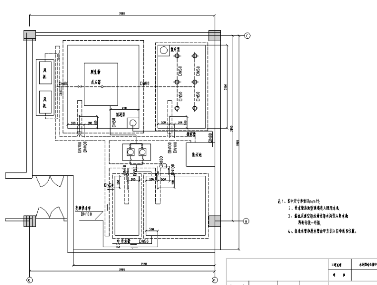 某市水利局办公楼中水回用处理工程图纸（CAD）