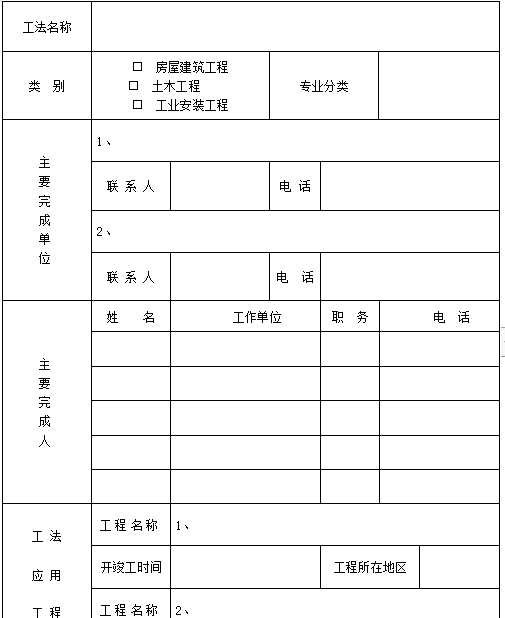 [河南]省级工法申报表（2021版）