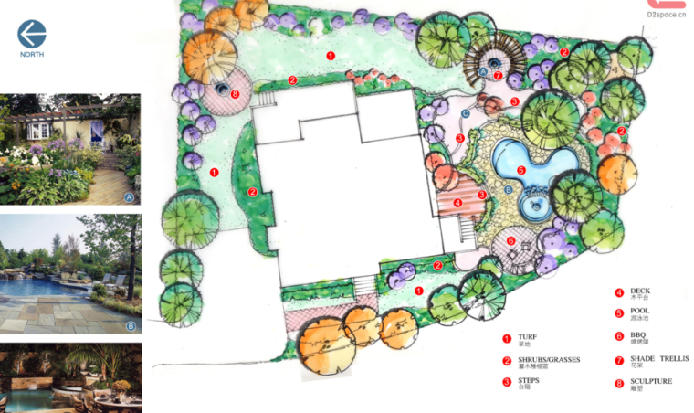中房森林别墅庭院景观设计3套方案[方案三]