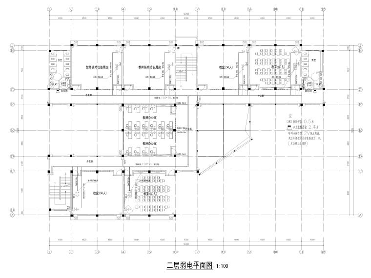 湖南省5层框架结构中学教学楼电气施工图