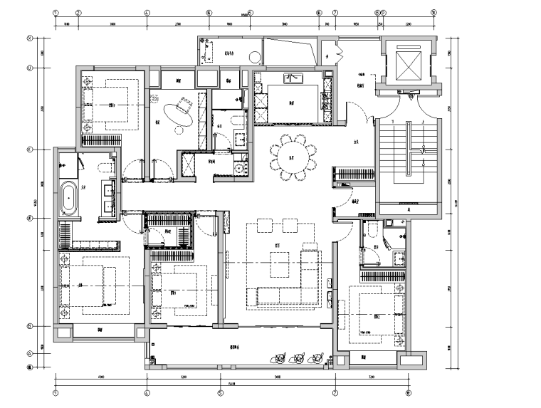 [江苏]190M²大平层+公区效果图+施工图设计