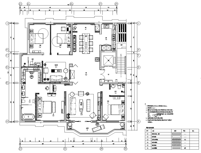 214.6㎡中式五室两厅住宅样板间装修施工图
