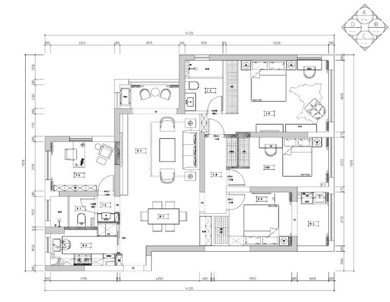 [最新样板]潮闻天下现代简约公寓CAD施工图